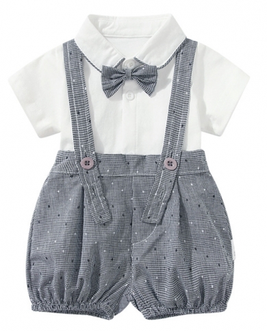 Newborn Fashion Grey Bloomers Shorts 0 24 Months Baby Boys Daily Outfits Infant Solid Romper With Bow Children Casual Cl