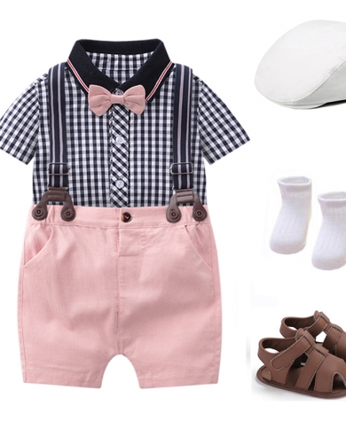 ملابس للأولاد حديثي الولادة من سن 0 إلى 18 شهرًا رومبير منقوش باللون الأسود مع قبعة أحذية تناسب الرضع ملابس الذكرى الصيفية للأطف