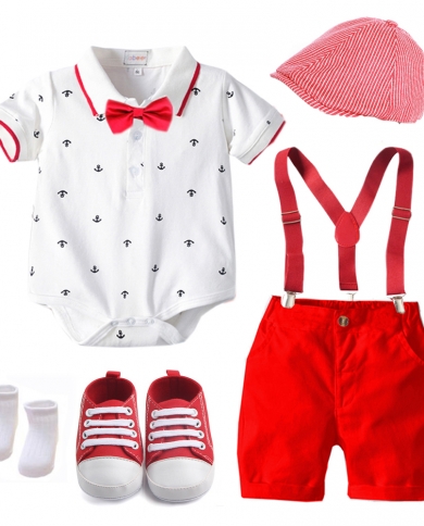 Conjunto de ropa de algodón de verano para bebé recién nacido, vestido de cumpleaños para niño, traje infantil, sombrero, pelele