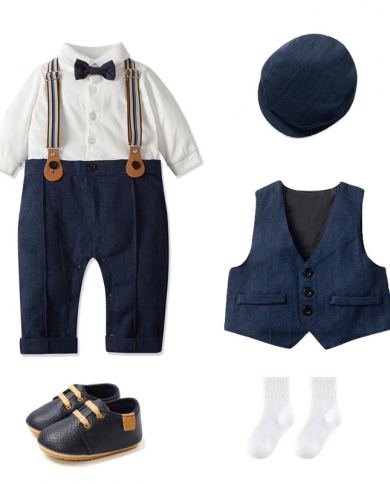 Infant Gentleman Spring  Autumn Performance Boutique Set Newborn 7pcs Exquisite Suit For 0 18m Baby Boys Formal Wedding