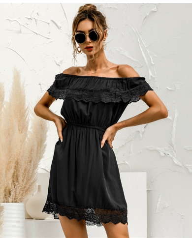  Boho Mini Dress Summer Women Fashion Casual Slash Neck Black Dresses Elegant Beach Party Dress For Women Robe Femme 202