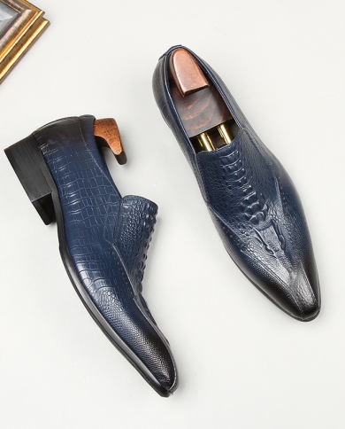 Italian Brand Mens Wedding Oxford Shoes Black Blue Genuine Leather Brogue Men Dress Shoes Slip On Business Formal Shoes 