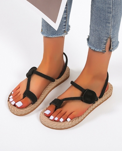 Boho Style Braided Womens Flip Flops 2022 Summer New Casual Fashion Flat Slippers Learn Open Toe Low Heel Flat Beach Sh