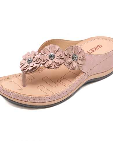 2022 Summer Platform Women Slippers Solid Color Sandals Handmade Retro Flowers Flip Flops Sandals Mujer Fashion Shoes Fo