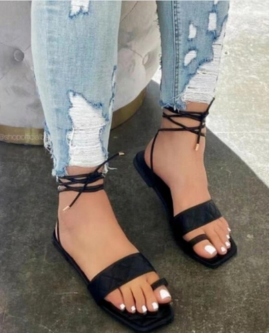 Sandals Women Summer New Fashion Womens Sandals 2022 Female Flat Outer Sandals Slippers Square Open Toe  Sandals Large 