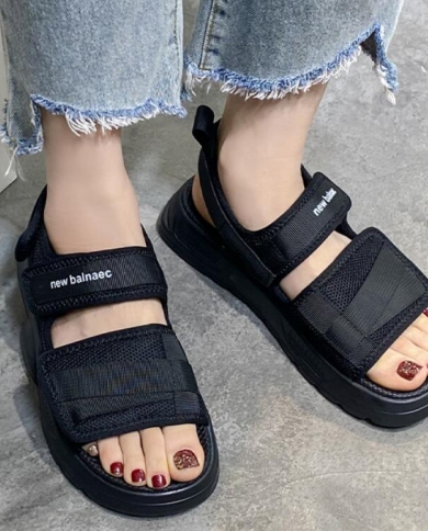 Platform Shoes Womens Sandals 2022 Summer Fashion Women Chunky Beach Sandal Flat Shoes Open Toe Mesh Breathable Sandali