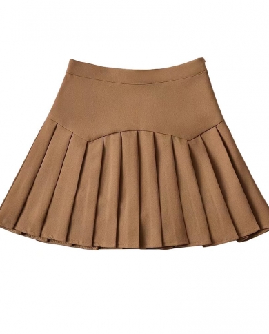 Harajuku Black Mini Skirts For Women Pleated Skirt Vintage Clothes Brown Skirt Preppy Style High Waisted Skirts Womens 2