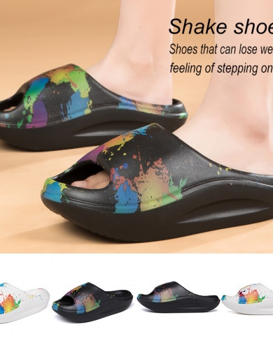 Lose Weight Summer Womens Wedges Platform Garden Shake Rocking Shoes Beach Sandals For Home Slippers Thick Flip Flops F