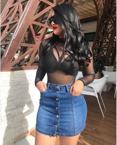  High Waist Single Breasted Solid Color Denim Casual Short Skirt Women Clothing Summer New Package Hip Skirts Street Hip