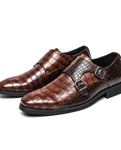 Fashion New Britain Mens Crocodile Pattern Monk Strap Wedding Evening Shoes Flats Casual Loafer Dress Sapatos Tenis Masc