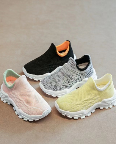 Childrens Shoes Spring And Autumn New Girls Sports Shoes Knitted Mesh Medium Big Children Children Running Breathable S
