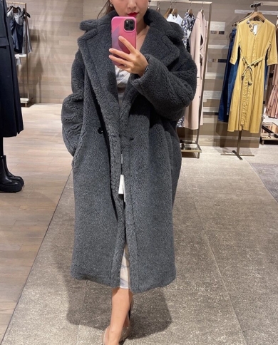 Teddy Bear Coat Womens Mid   Long Style Imitation Fur Fashion Winter  Lamb Thick Wool Wool Big Size Coat