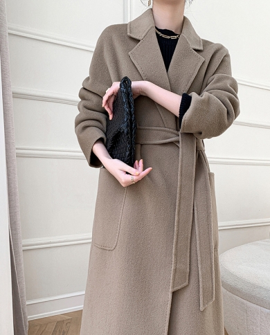 Double Sided Cashmere Coat Women Autumn Winter 2022 New Mid Length Wool Coat
