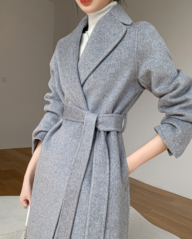 Cashmere Coats Woman Winter Medium Length Highend Loose And Thickened 100 Wool Coat  Wool  Blends