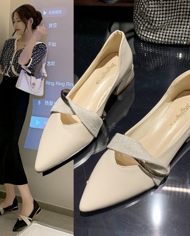 Shallow Ladies Shoes Breathable Casual High Heels Women Fashion Light Slip On Woman Pumps Pointed High Heeled Chaussure 