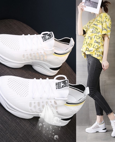 High Top Womens Shoes New Casual Womens Summer Breathable Mesh Shoes Womens Comfortable Flat Casual Sports Shoes Wome