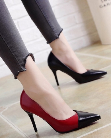 Fashion Shallow Women Shoes New Pointed Toe Thin Heels Woman Pumps Casual Mixed Colors  Ladies High Heels Sapatos Femini