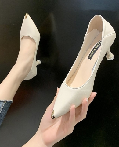 Women Shoes Pointed Toe Shallow Solid Color High Heels Thin Heel Fashion Ladies Shoes The New Casual Woman Pumps Chaussu