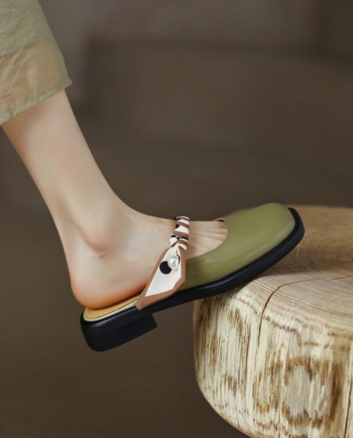 Sandalias para mujer Baotou, medias pantuflas, ropa exterior para mujer, novedad de 2022, zapatos Muller de verano, sandalias pl