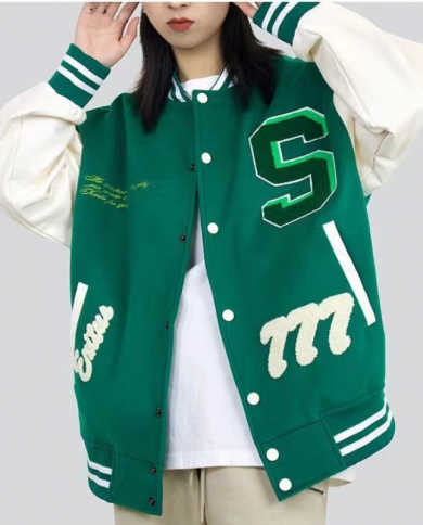 New  Letter Embroidery High Quality Jackets Coat Womens Street Retro Fashion Baseball Uniform Couple Casual Jacketjack