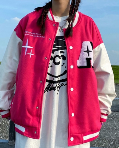  New  Letter Embroidered Jackets Coats Womens Y2k Street Fashion Trend Baseball Uniform Couple Oversized Jacket Topjack
