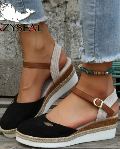 Lazyseal Wedge Heel Women Sandal New Summer Gladiator Designer Shoes Cover Toe Classic Sandals Women 2022 Med Heels Plus