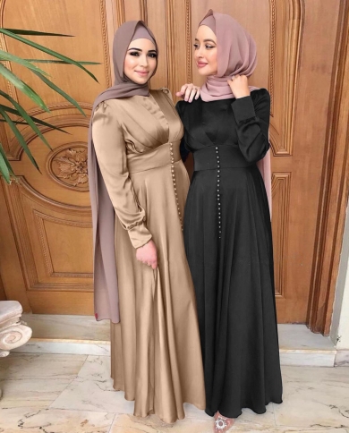 Elegante Ramadán Eid Abaya Dubai vestido musulmán ropa islámica Vestidos Abayas mujeres Vestidos bata cintura alta Color sólido 