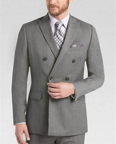 2022 Men Gray Double Breasted Wedding Groom Suit With Pants Tuxedo For Men Wedding Suits Prom Best Man Suit jacketpant