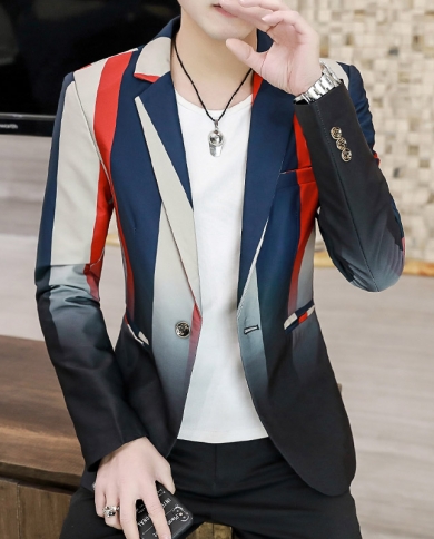 Hot Classic Stripe Suit Jacket  Fashion Casual Men Clothing Business Single Breasted Slim Suit Coat Fashion Mens Blazer