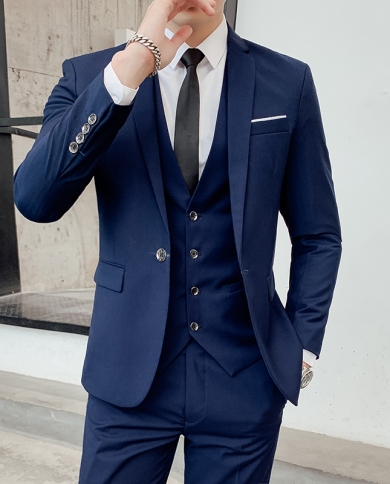  Jacket  Pants  Vest  Men Wedding Suit Blazers Slim Fit Suits For Mens Costume Business Formal Party Classic Suit 3 