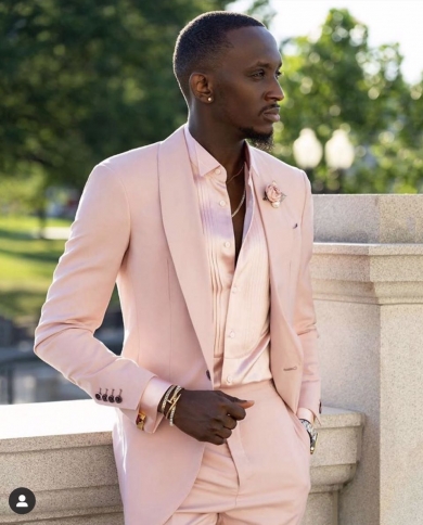 Elegant Luxury Pink Shawl Lapel Wedding Men Suits Tuxedo Costume Homme Terno Masculino Slim Fit Blazer 2 Pieces jacket