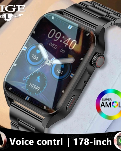 Lige Sport Smartwatch Men Women 178” Amoled Screen Bluetooth Dial Call Watches Fitness Tracker Waterproof Heartrate S
