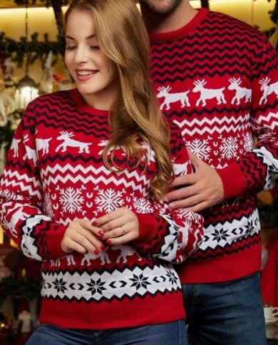 Roupas de Ano Novo 2022 Mulheres Homens Suéteres Combinando Natal Família Casais Suéteres Quentes Grossos Casuais O Pescoço Tric