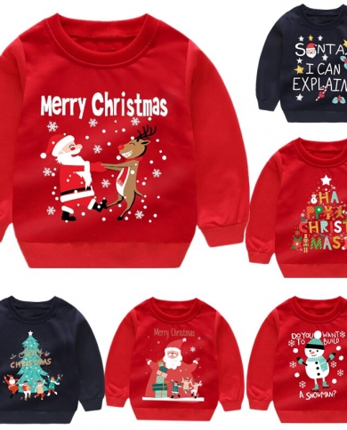 Christmas Tshirt For Baby Girls Boys Snowman Santa Claus Cosplay Tees Tops 2 3 4 5 6 Years Kids Children New Year Party 