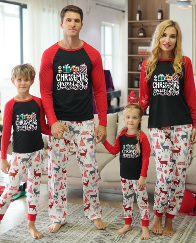 מתנה לחג המולד לאמא משפחה ילדיה תלבושות תואמות פיגמה 2022 ערכות בגדים חדשות בגדי שינה חג המולד מראה משפחתי פיגי