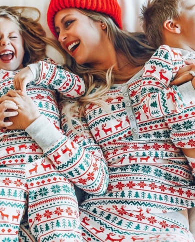 חג המולד איילים משפחת בגדים תואמים סט פיגמות ראש השנה אמא ​​ואני בגדי חג המולד תלבושת משפחתית ילדים פיגמה לתינוקות
