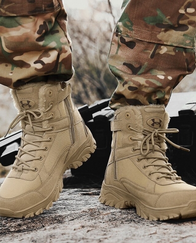 Lace Up Platform Men Shoes Special Force Desert Combat Army Boots Climbing Hiking Non Slip High Top Sneakers Coturno Mas