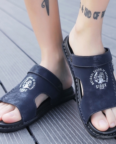 Sandalias de cuero informales para hombre, zapatillas antideslizantes suaves y cómodas para caminar, sandalias ortopédicas Premi
