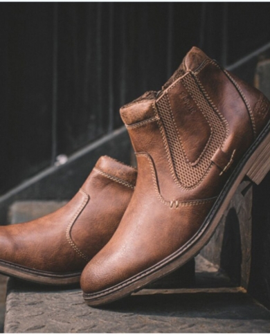 Botas de cuero para hombre al aire libre de talla grande botines genuinos cómodos zapatos de senderismo impermeables con cremall