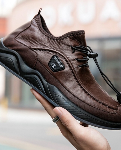 Mens Casual Plush Warm Shoes Leather Platform Sneaker Vulcanized Travel Running Walking Moccasin Outdoor Shoe Zapatilla