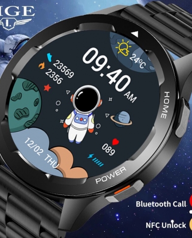 Lige 2022 nouveau écran Amoled Nfc hommes montre intelligente Bluetooth appel étanche sport Fitness montres pour homme Android I