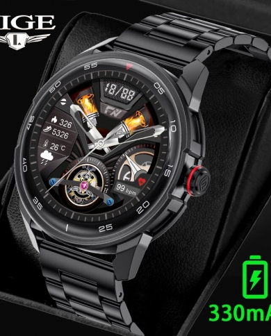Montre intelligente en acier Lige pour hommes 132 Amoled Hd Smartwatch affichage étanche sport Fitness Tracker Android Ios numé