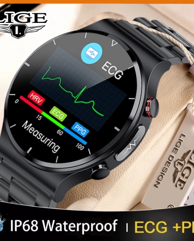 Lige Ecgppg Smart Watch Men Temperature Blood Pressure Monitor Watches Wireless Charger Fitness Tracker Waterproof Smar