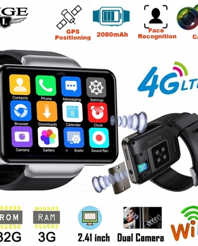 Lige Dm101 4g Call Smart Watch 24g5g Wifi Bluetooth Watch 241" Touch Screen Android 71 3gb32gb Dual Camera 5mp2mp 