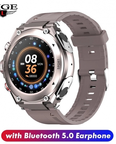 Reloj inteligente Lige 2 en 1 para hombre, reloj inteligente Tws, auricular Bluetooth, llamada, música, Monitor de temperatura c
