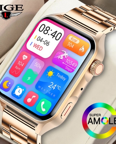 lige new nfc smartwatch גברים amoled מסך hd תמיד להציג את השעה ip68 עמיד למים bluetooth call watch smart watch women fo