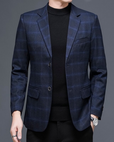 Mens Blazers Slim Fit Suits For Men Business Formal Coat Mens Wedding Suit Jackets Male Fashion Plaid Mens Blazer Jacket