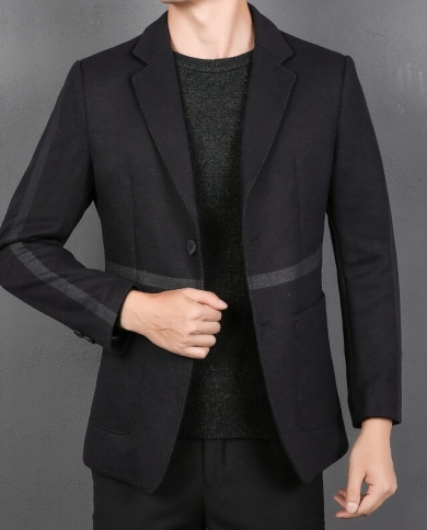 High End New Brand Casual Fashion Smart Elegant Blazer Jacket Plain Party Business Trendy Thicken Suit Coat Men Clothes 
