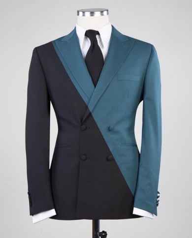 2022 New Arrival Contrast Design Party Suits Men Men Slim Fit Suits Pant Prom Doube Breasted Suit Costume Homme jacket