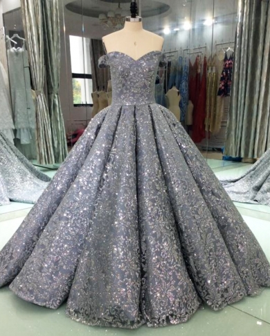 Luxury Glitter Sequins Evening Dresses Long  Ball Gown Sparkly Saudi Arabic Women Formal Evening Prom Gowns Vestido De F